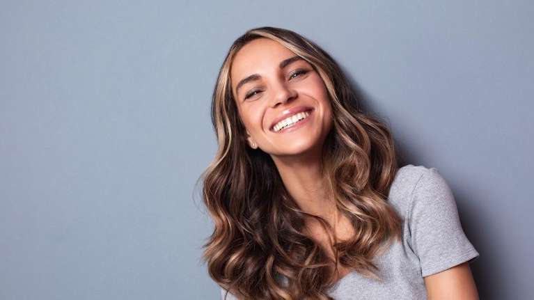 Brunette woman smiling, glendale ca